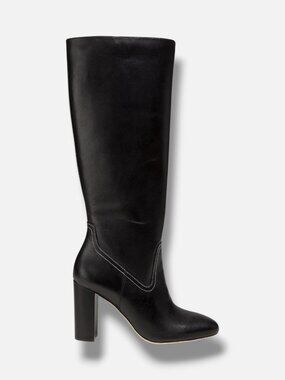 22élevé Women's Black 90MM Contrast-Stitch Leather Boots Size 40